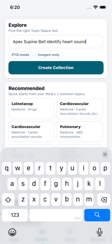 Revalk explore results view showing filtered topic output and study workflow structure.